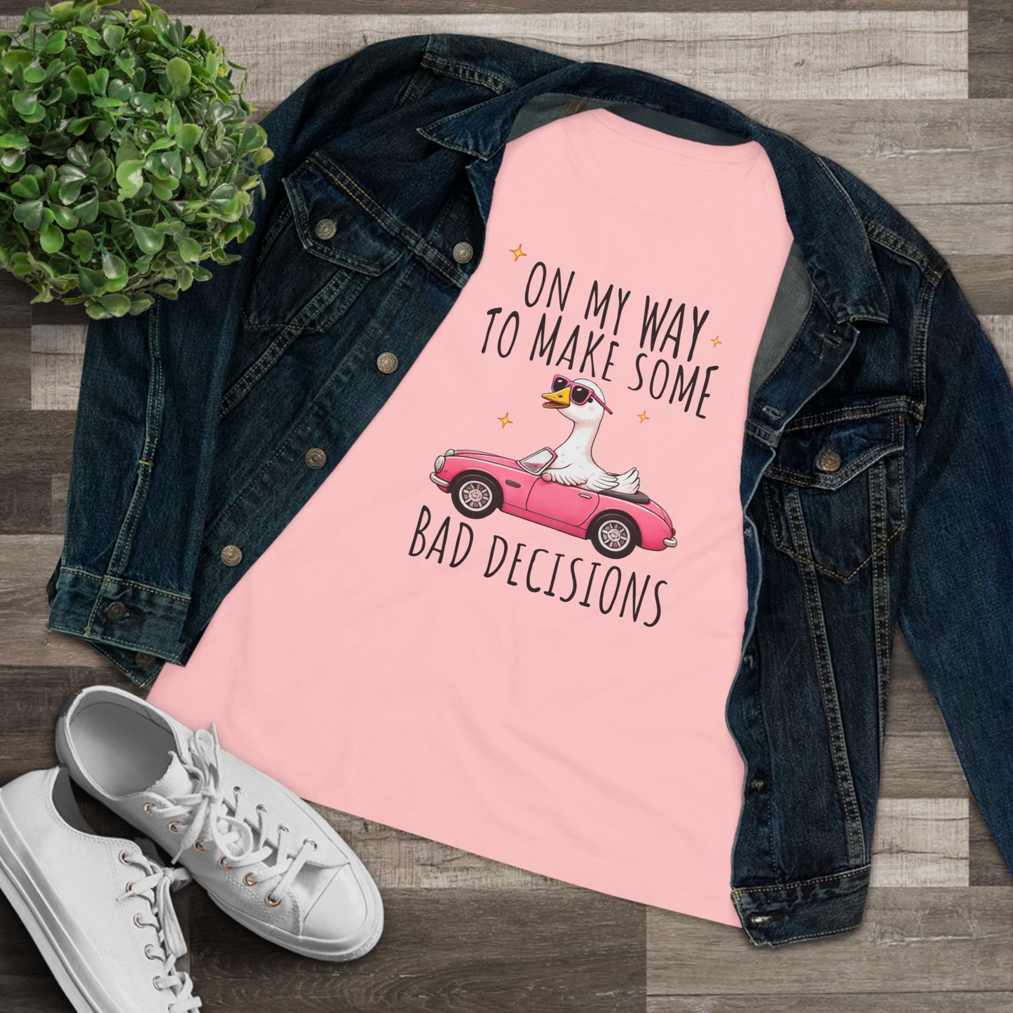 Whimsical Women's Tee: 'On My Way to Make Some Bad Decisions', Cute Graphic Shirt, Fun Gift, Casual Wear, Party Top, Summer Style