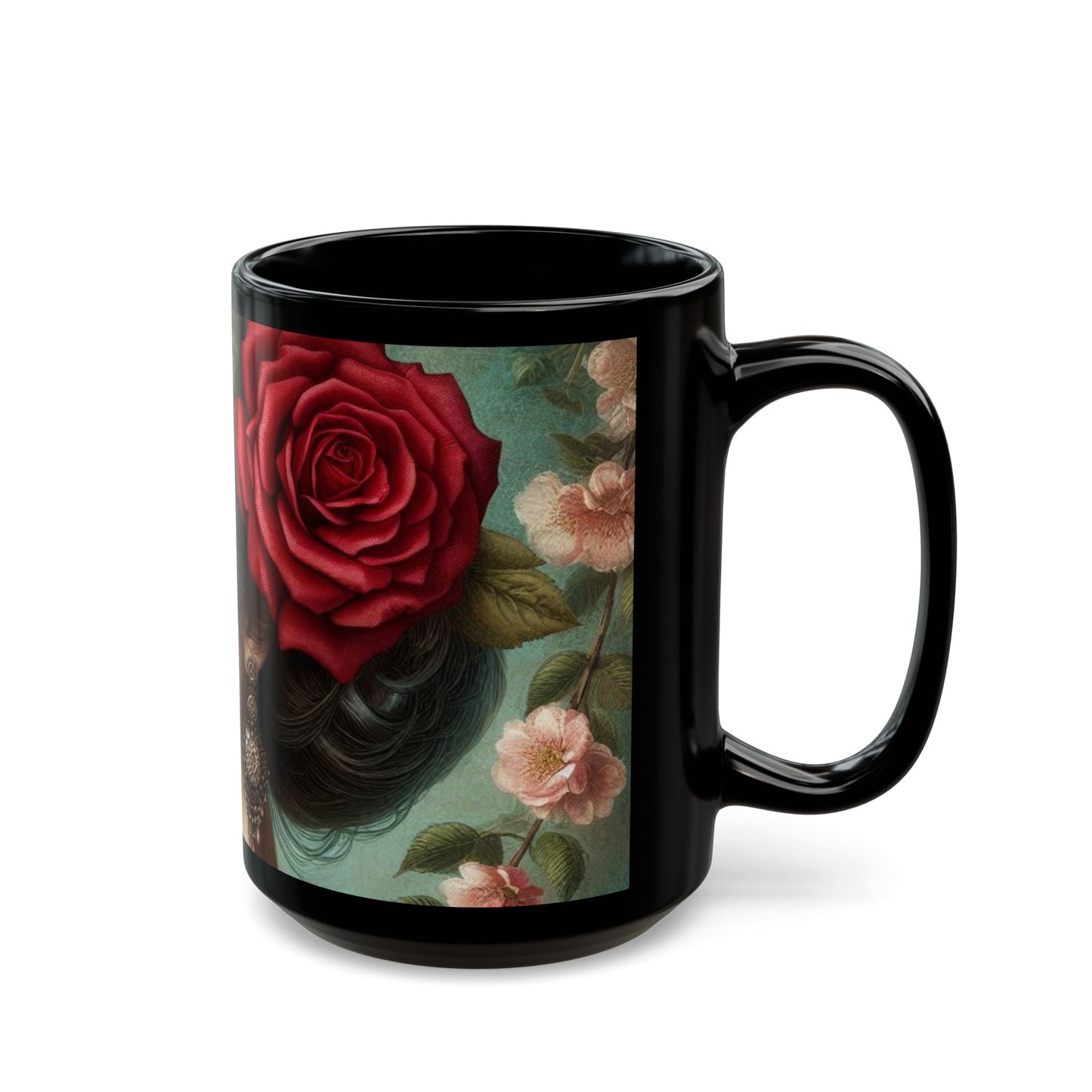 Black Mug (15oz) - Rose Elegance - MLN Goods