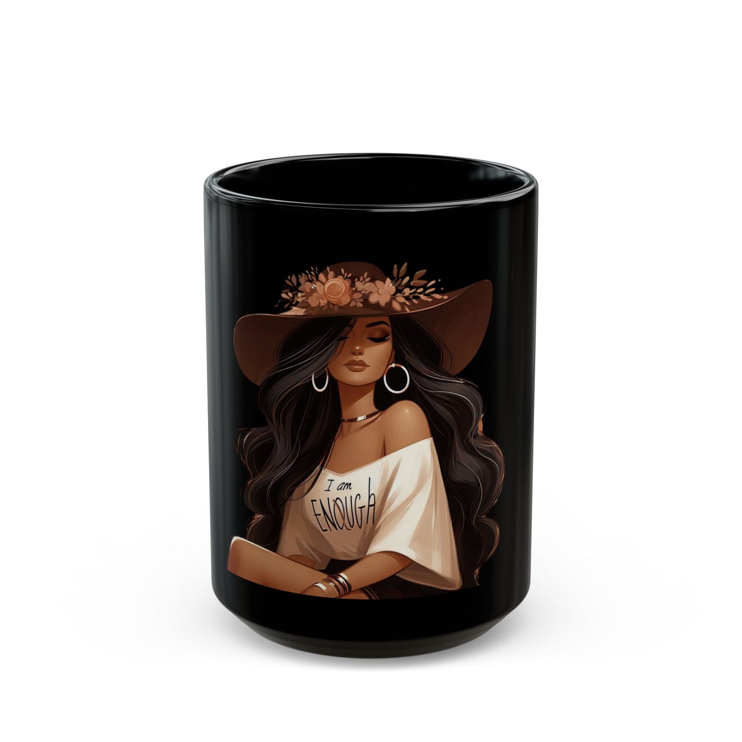 Black Mug (15oz) - I Am Enough - 1 - MLN Goods