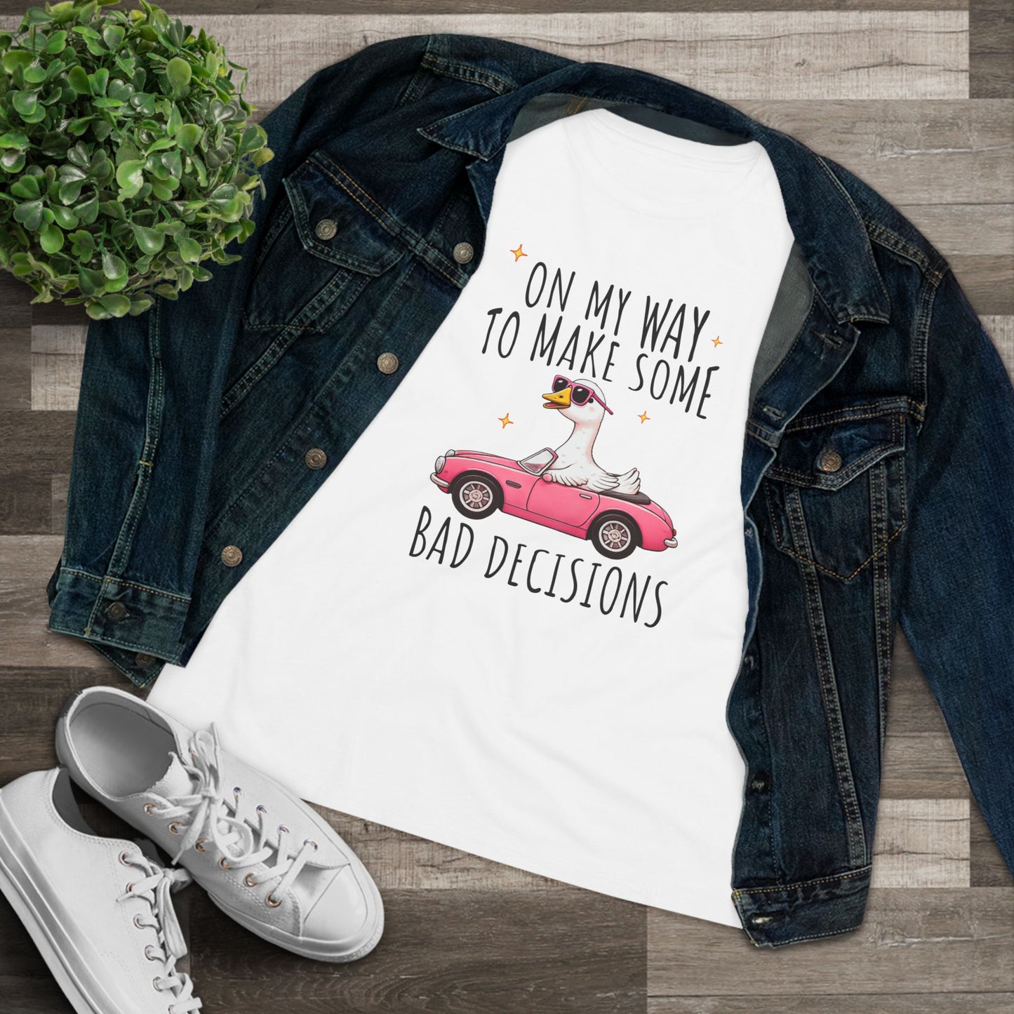 Whimsical Women's Tee: 'On My Way to Make Some Bad Decisions', Cute Graphic Shirt, Fun Gift, Casual Wear, Party Top, Summer Style