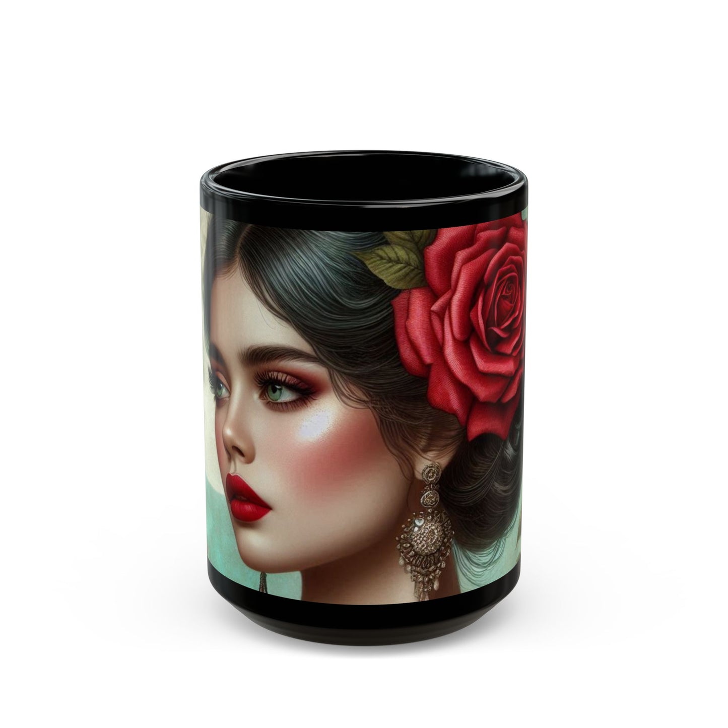 Black Mug (15oz) - Rose Elegance - MLN Goods