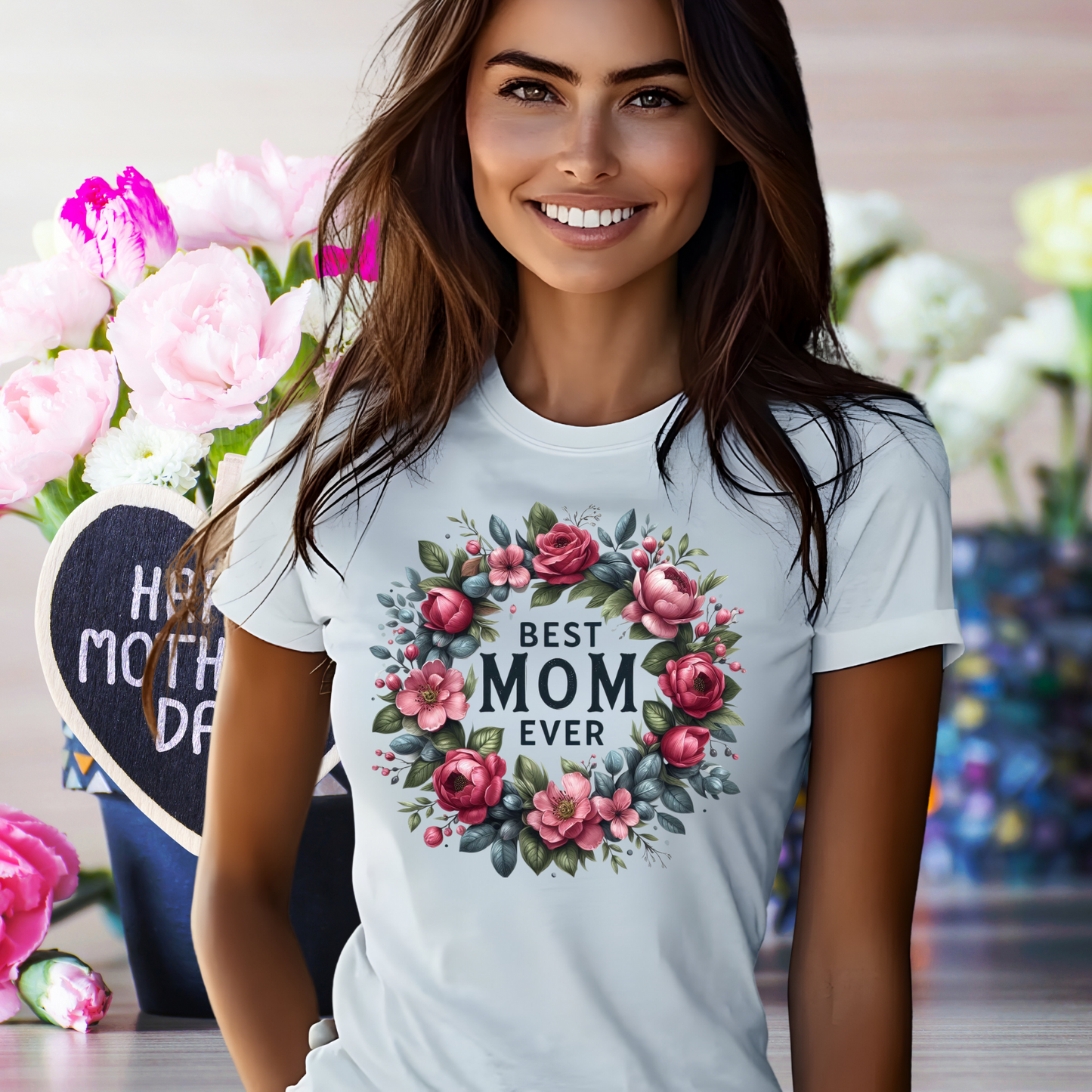 Best Mom Ever Floral Women's Soft style Tee.