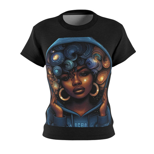 Women's Cut & Sew Tee (AOP) Pretty Girl -Black - MLN Goods