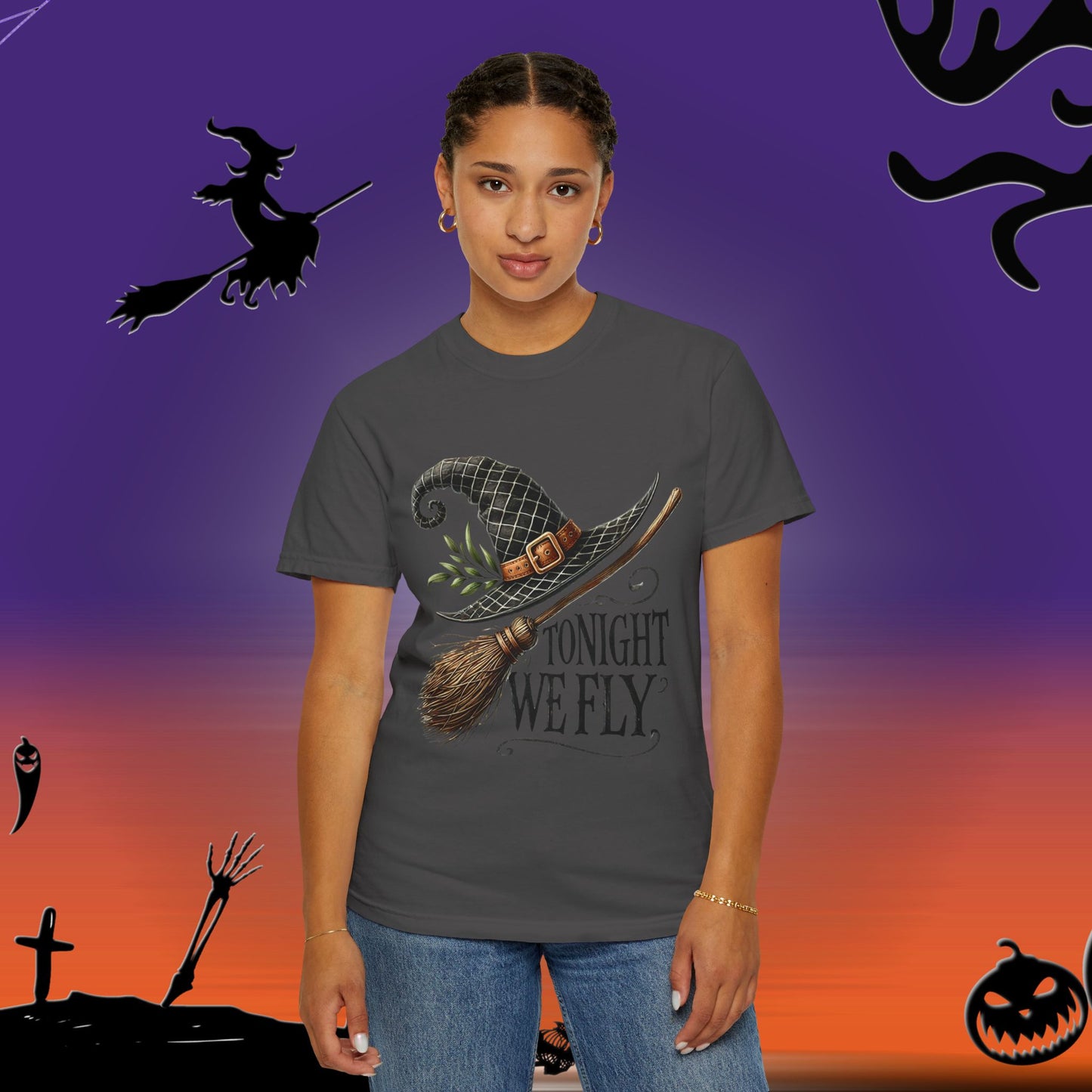 Whimsical Halloween T-Shirt: 'Tonight We Fly' Design for Spooky Season, Unisex Apparel, Perfect for Fall Festivities, Halloween Party [...]