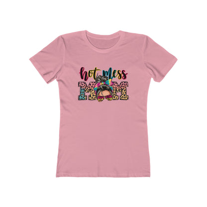 Hot Mess Mom Boyfriend Tee for Women
