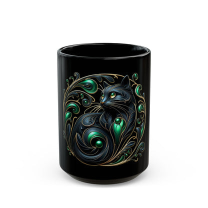 Black Mug ( 15oz) - Enchanted Feline - MLN Goods