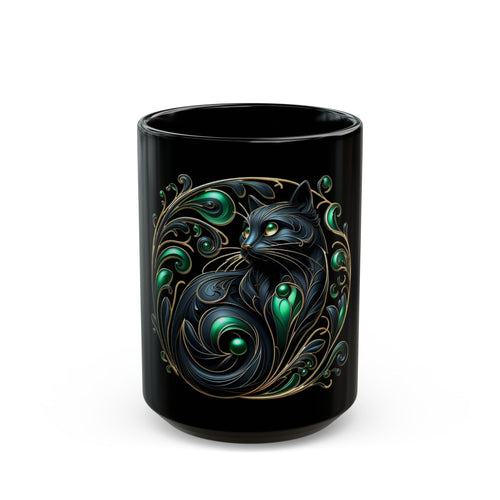Black Mug ( 15oz) - Enchanted Feline - MLN Goods
